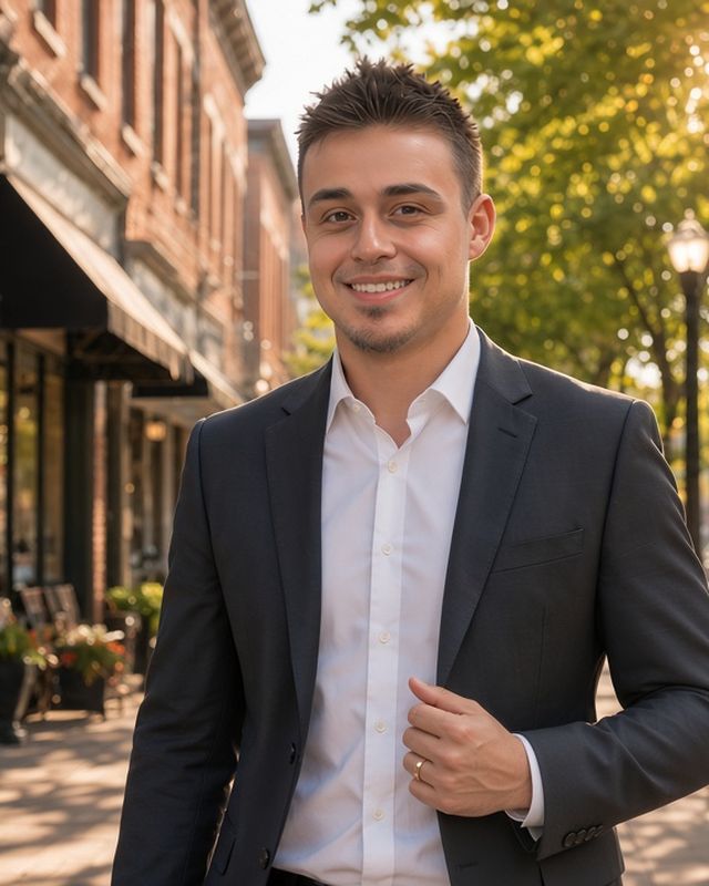 Kevin Gaviria, quien ayuda a dueños de negocio e inversionistas en New Jersey con referencias de financiamiento, en una calle principal